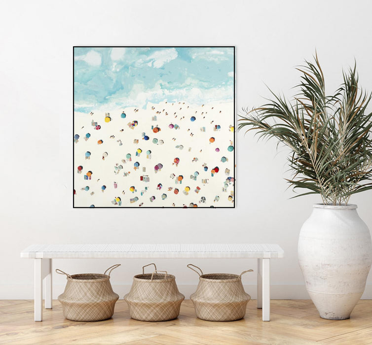 \"Beach Days\" Canvas Framed Black 20x20 Wall Art