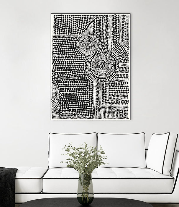 \"Clustered Dots A\" Canvas Framed Black 24x32 Wall Art