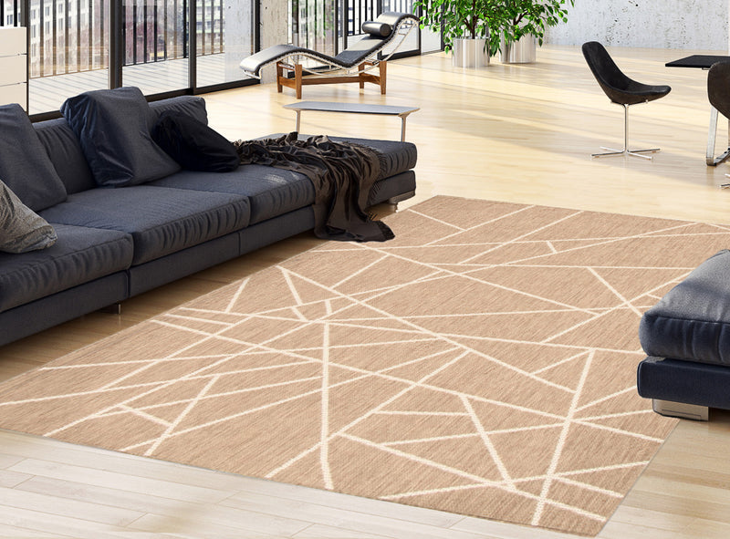 Sadie Abstract Taupe-Champagne Area Rug - 5'3\" x 7'7\"