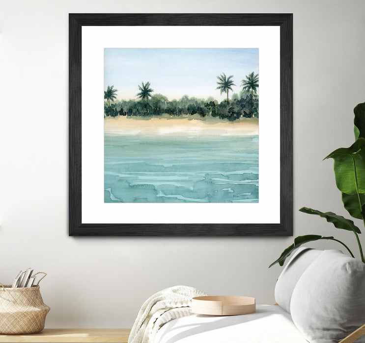 \"Paradis Ii\" Matted and Framed Black 36x36 Wall Art