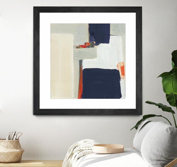 \"Bay Bridge V1\" Matted and Framed Black 36x36 Wall Art