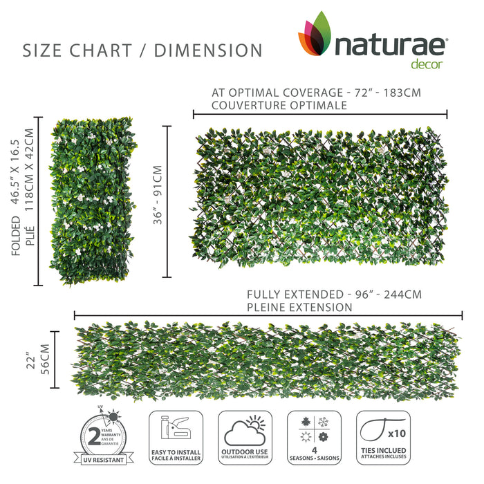 Artificial Willow Expandable Trellis 36\"x 72\" White Rose Leaves