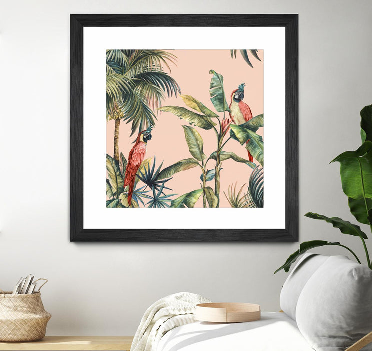 \"Tropicano Ii\" Matted and Framed Black 30x30 Wall Art