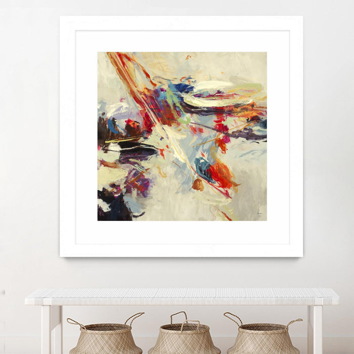 \"Positive Energy I\" Matted and Framed White 30x30 Wall Art
