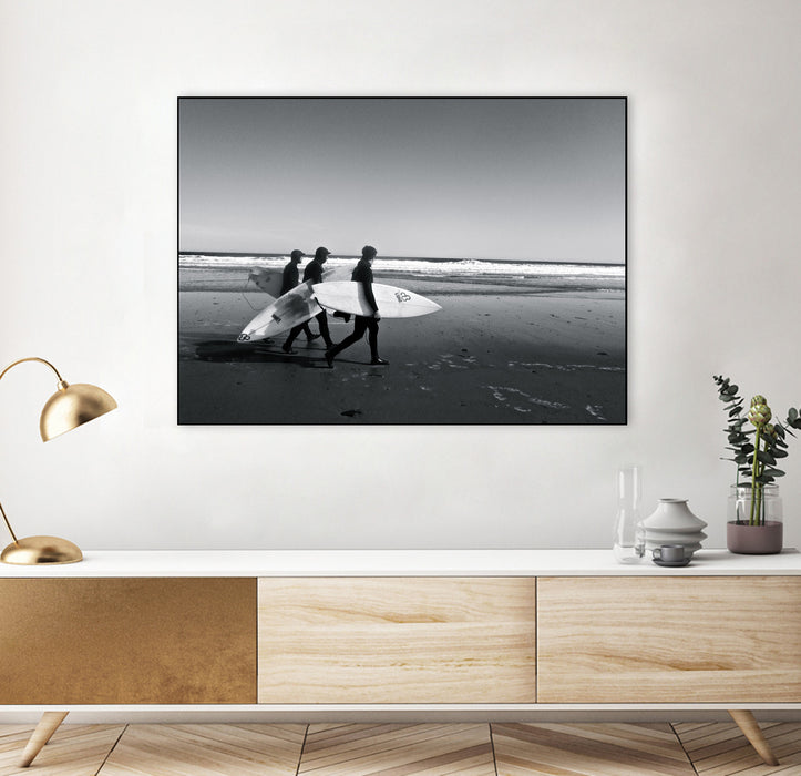 \"Surfers Iii\" Canvas Framed Black 32x24 Wall Art