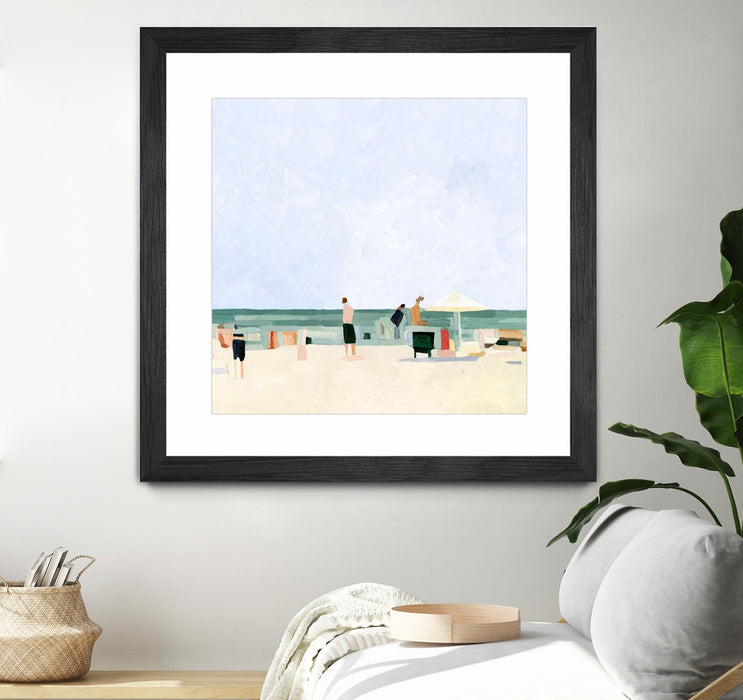 \"Family Vacation I\" Matted and Framed Black 36x36 Wall Art
