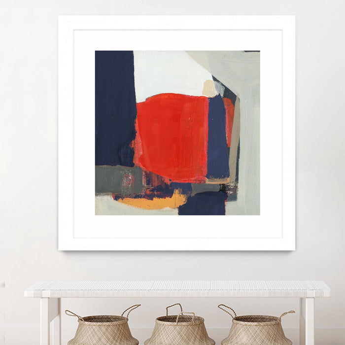 \"Orange Crush V6\" Matted and Framed White 30x30 Wall Art