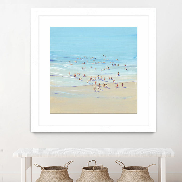 \"Beach Day I\" Matted and Framed White 36x36 Wall Art