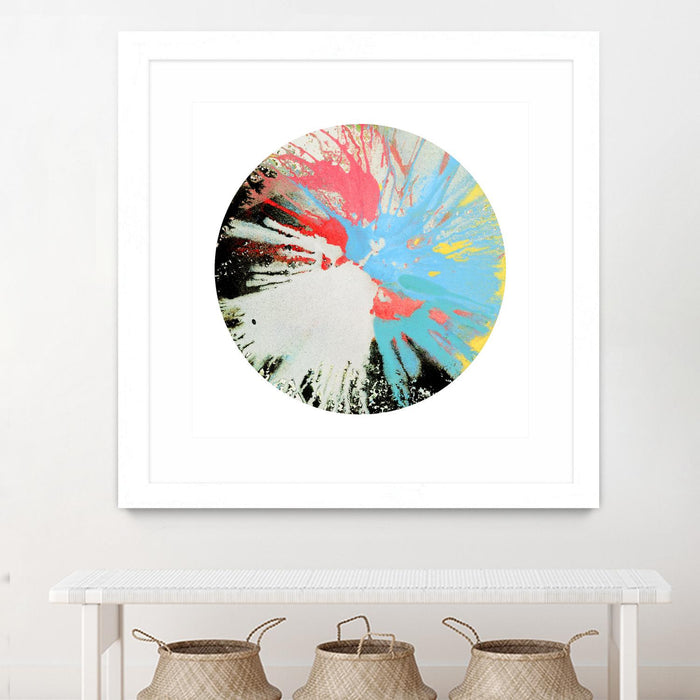 \"Spin Art 10\" Matted and Framed White 30x30 Wall Art