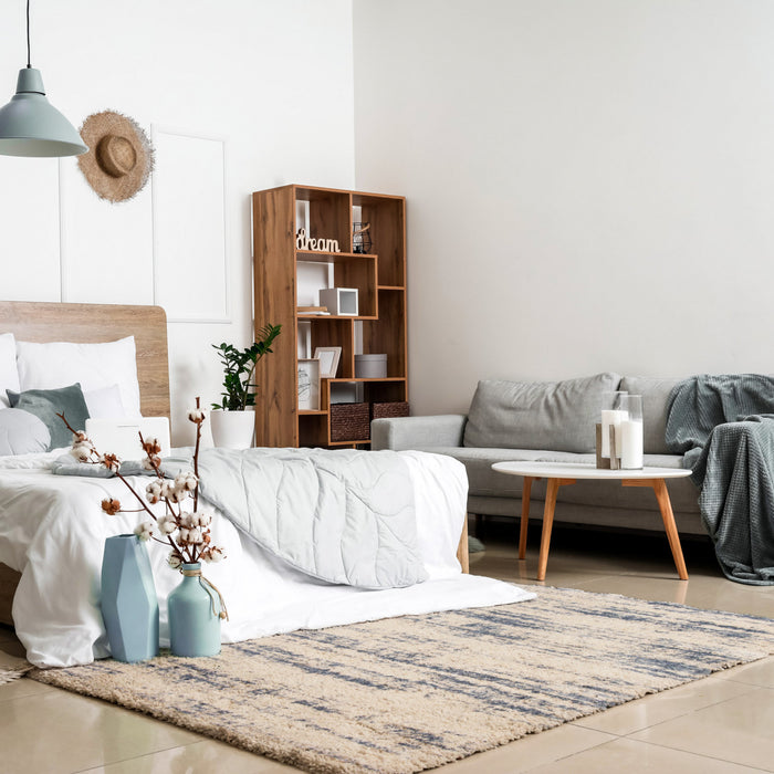 Kei Cream/Light Blue Area Rug - 3'11\" x 5'7\"
