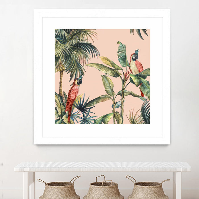\"Tropicano Ii\" Matted and Framed White 36x36 Wall Art