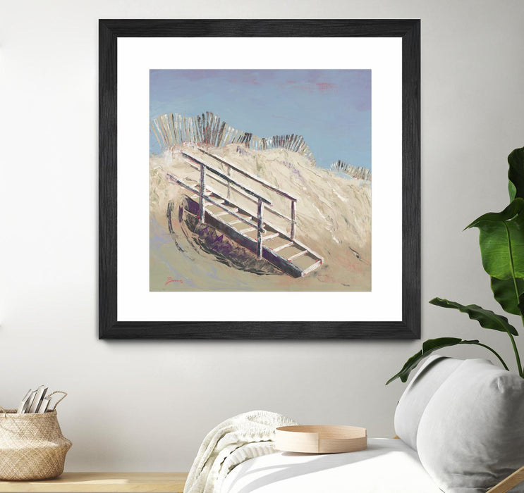 \"Beach Access\" Matted and Framed Black 36x36 Wall Art