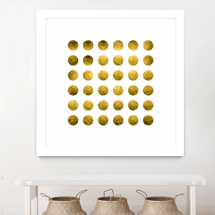 \"Golden Spots White\" Matted and Framed White 30x30 Wall Art