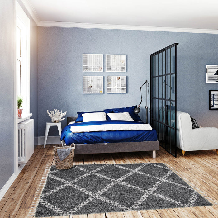 Helma Stark Dark Grey Shag 6'7\" X 9'6\" Area Rug