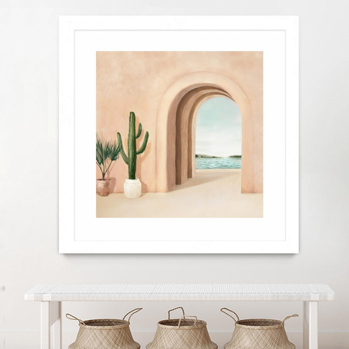 \"Coastal Arch\" Matted and Framed White 30x30 Wall Art