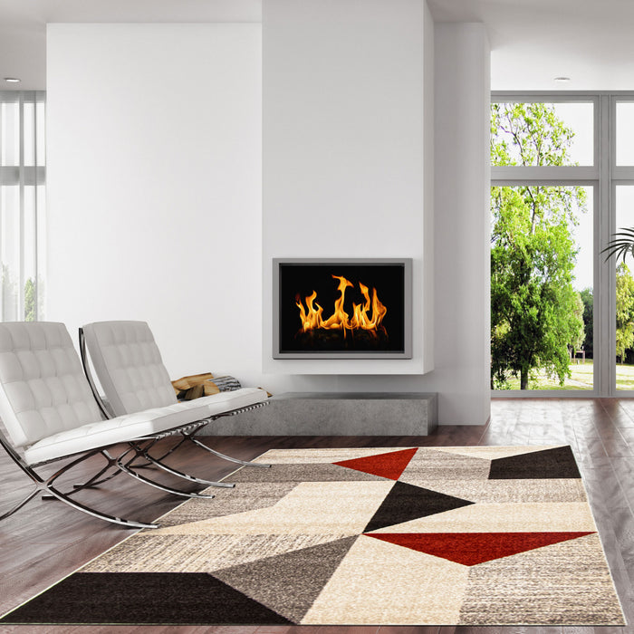 Hadley Grey / Red 7'10\" x 10'2\" Area Rug
