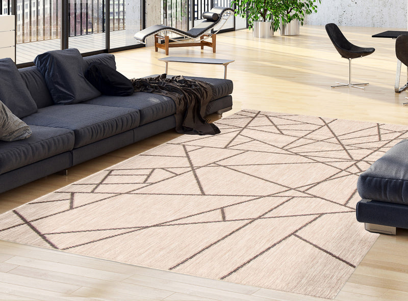 Sadie Abstract Silver-Black Area Rug - 5'3\" x 7'7\"