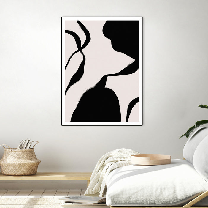 \"Mouvement\" Canvas Framed Black 18x24 Wall Art