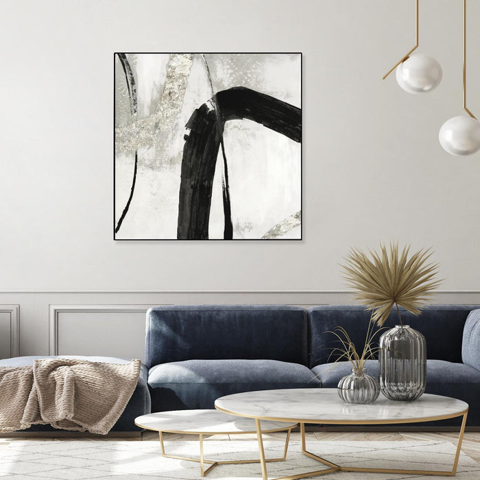 \"Black Ink Ii\" Canvas Framed Black 20x20 Wall Art