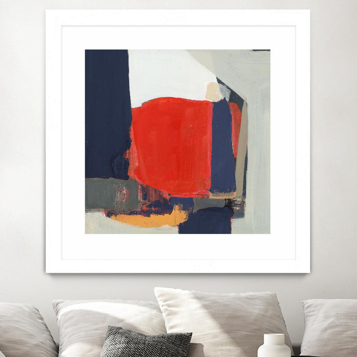 \"Orange Crush V6\" Matted and Framed White 30x30 Wall Art