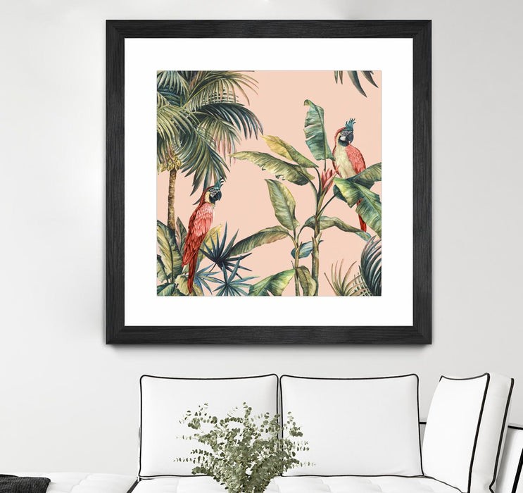 \"Tropicano Ii\" Matted and Framed Black 30x30 Wall Art