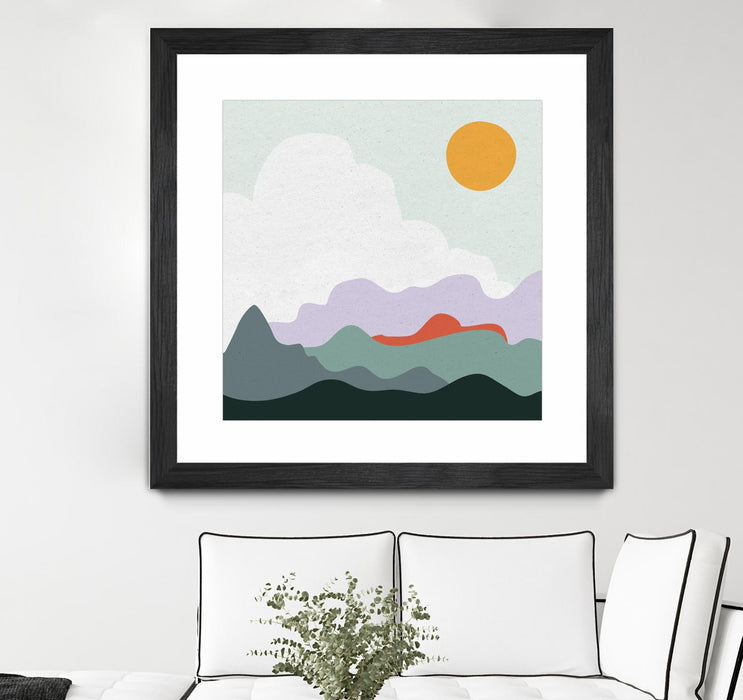 \"Mountainous I\" Matted and Framed Black 30x30 Wall Art