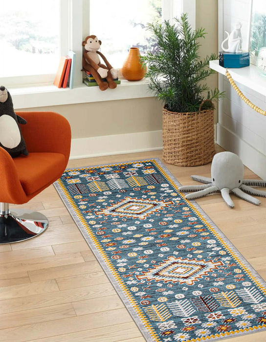 Gypsy Blue Machine Washable Area Rug - 2'6\" x 8'0\"