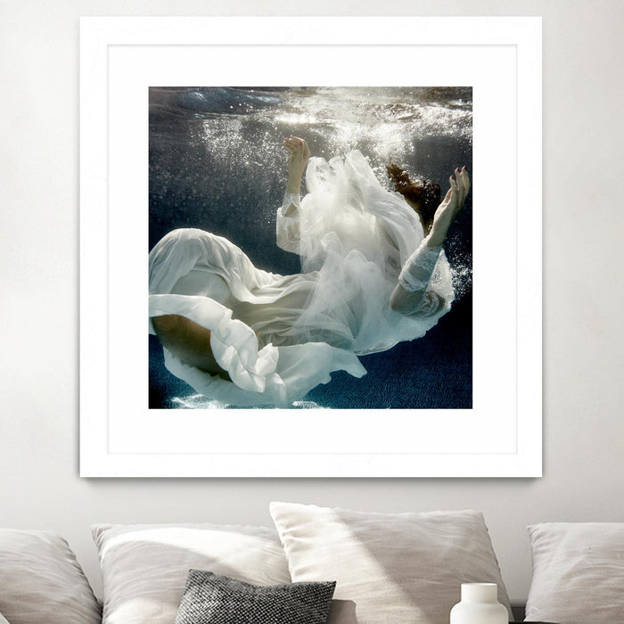 \"Float 3\" Matted and Framed White 36x36 Wall Art