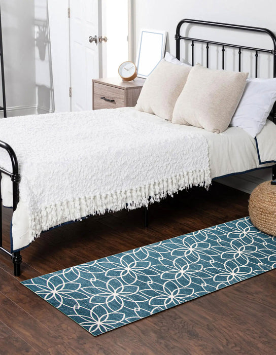 Terali Turquoise Machine Washable Area Rug - 2'6\" x 8'0\"