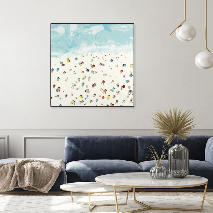 \"Beach Days\" Canvas Framed Black 20x20 Wall Art