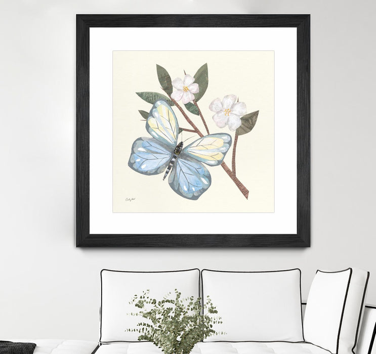 \"In The Garden Butterfly\" Matted and Framed Black 36x36 Wall Art