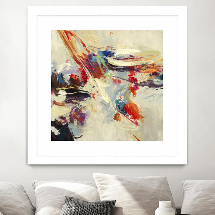 \"Positive Energy I\" Matted and Framed White 30x30 Wall Art