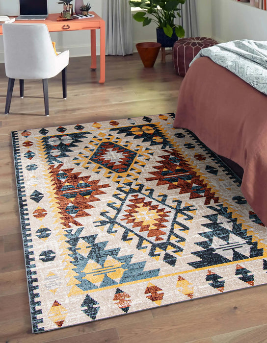 Mosaic Taupe/Copper Machine Washable Area Rug - 3'0\" x 5'0\"