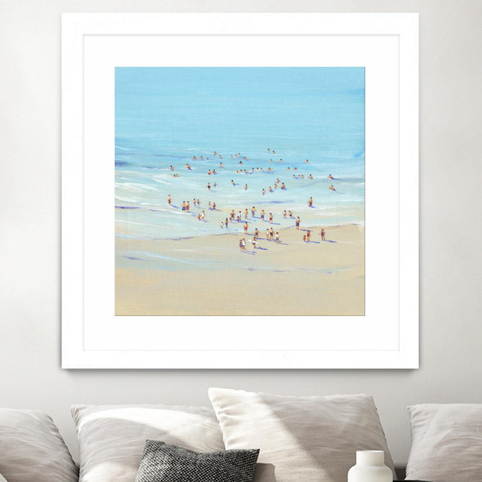 \"Beach Day I\" Matted and Framed White 36x36 Wall Art