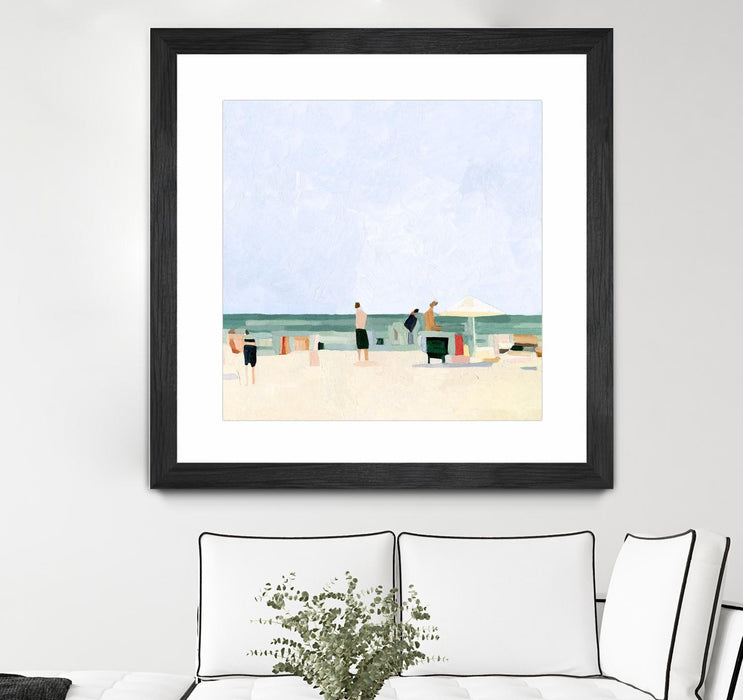 \"Family Vacation I\" Matted and Framed Black 36x36 Wall Art
