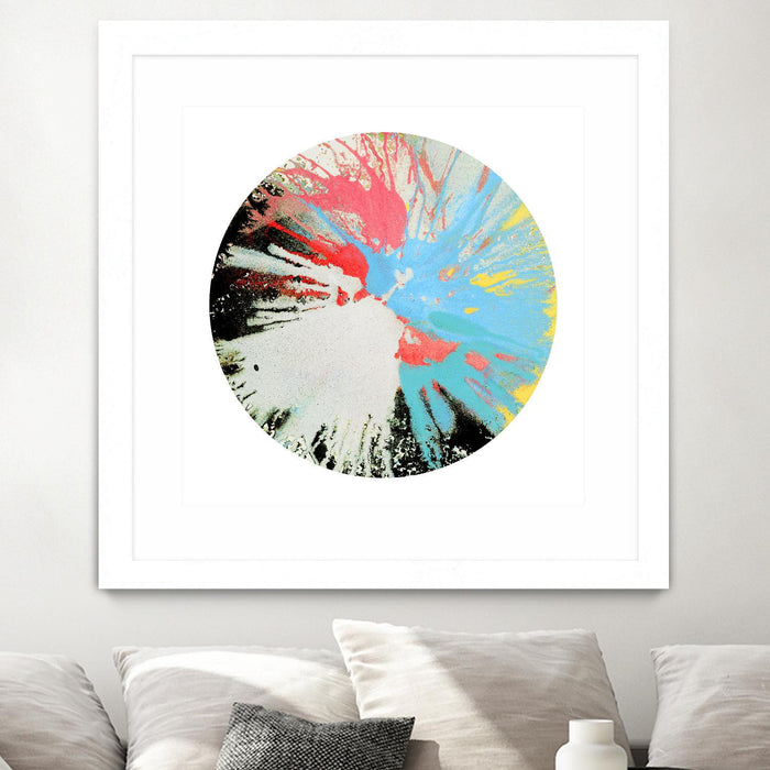 \"Spin Art 10\" Matted and Framed White 30x30 Wall Art