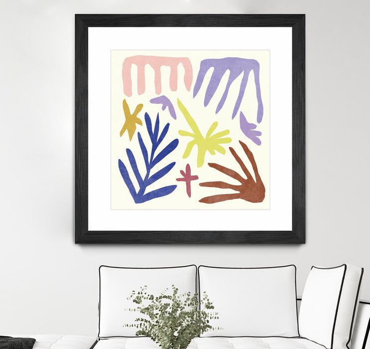\"Coral Construction Ii\" Matted and Framed Black 36x36 Wall Art