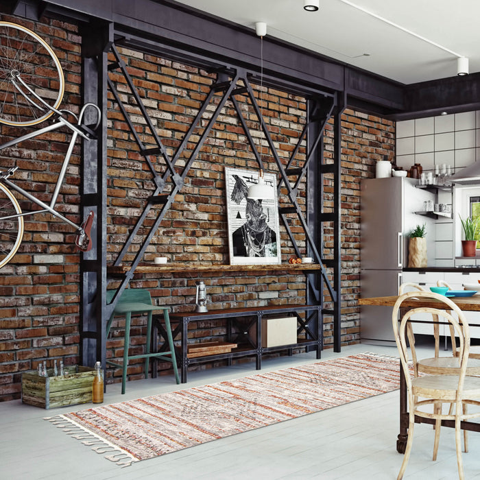 Vera Aztec Ivory/Copper Area Rug - 2'7\" x 8'4\"