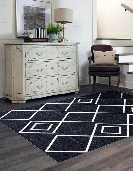 Kenza Blue Machine Washable Area Rug - 5'0\" x 7'0\"