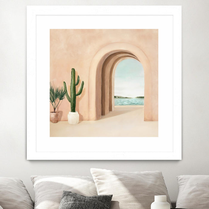 \"Coastal Arch\" Matted and Framed White 30x30 Wall Art
