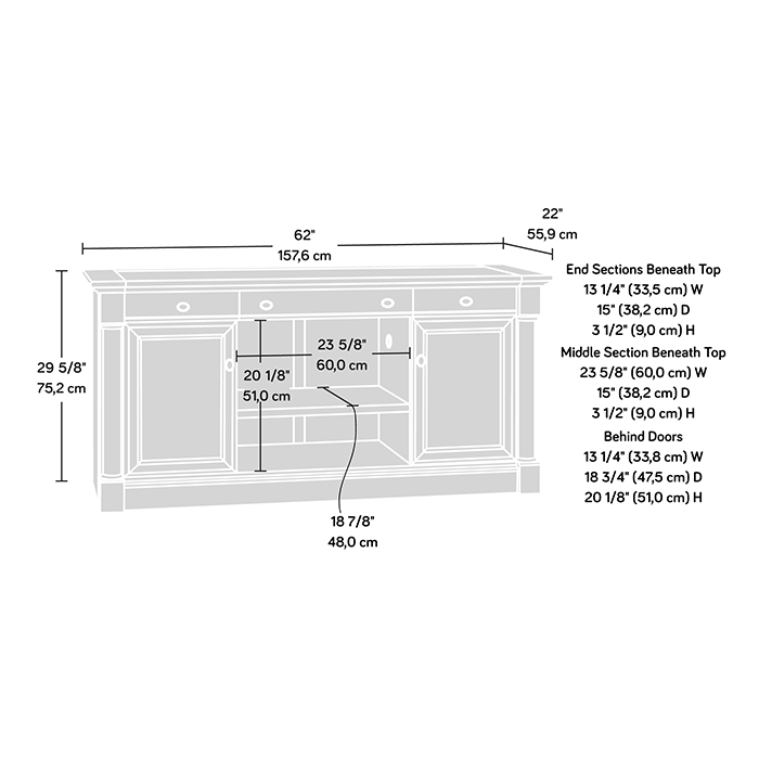 Palladia 62.05\" Office Desk with Storage - Select Cherry