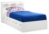 Diamond Dreams Mates Bed with Bookcase Headboard Set for Kids, White - Twin Size