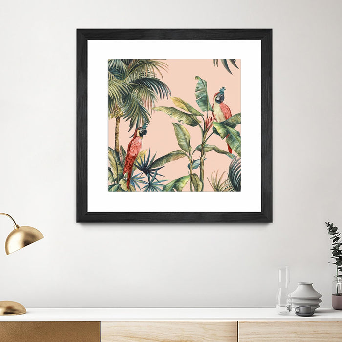 \"Tropicano Ii\" Matted and Framed Black 30x30 Wall Art