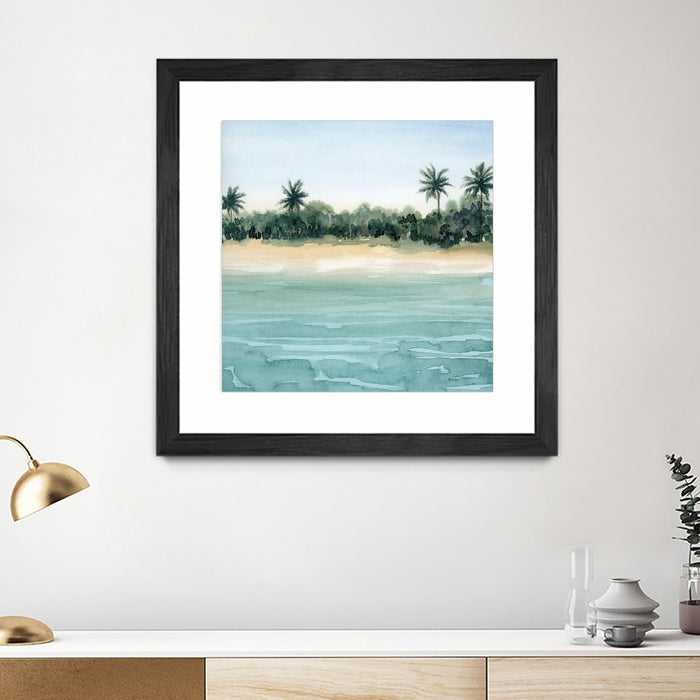 \"Paradis Ii\" Matted and Framed Black 36x36 Wall Art