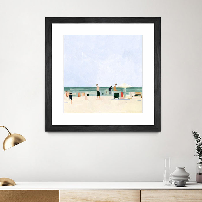 \"Family Vacation I\" Matted and Framed Black 36x36 Wall Art