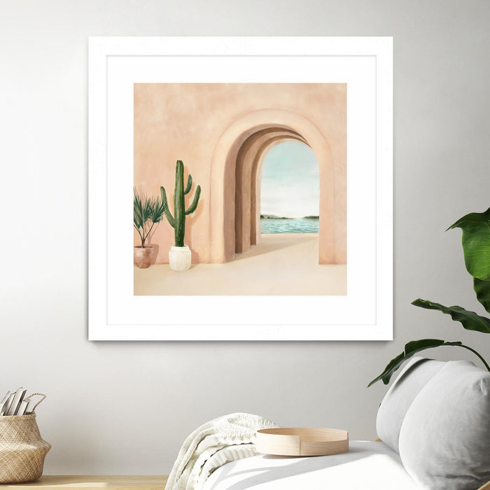 \"Coastal Arch\" Matted and Framed White 30x30 Wall Art