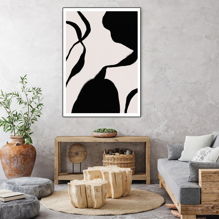 \"Mouvement\" Canvas Framed Black 18x24 Wall Art