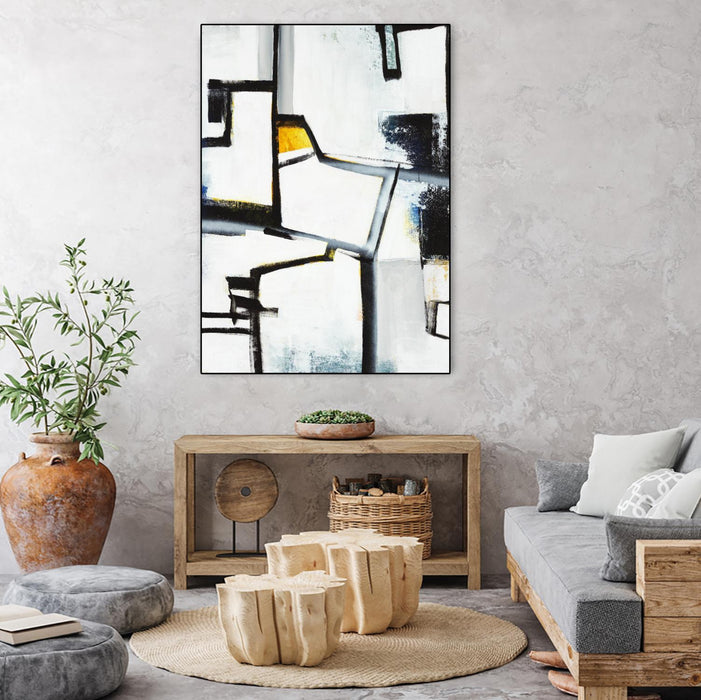 \"The A Line Ii\" Canvas Framed Black 24x32 Wall Art