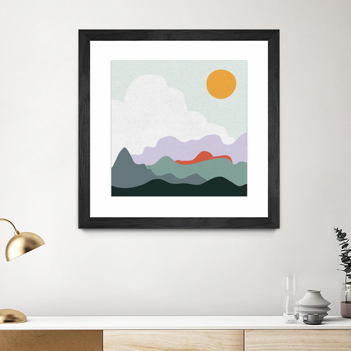 \"Mountainous I\" Matted and Framed Black 30x30 Wall Art