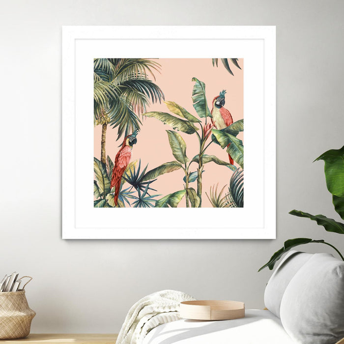 \"Tropicano Ii\" Matted and Framed White 30x30 Wall Art